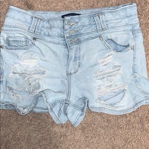 Light washed jean shorts